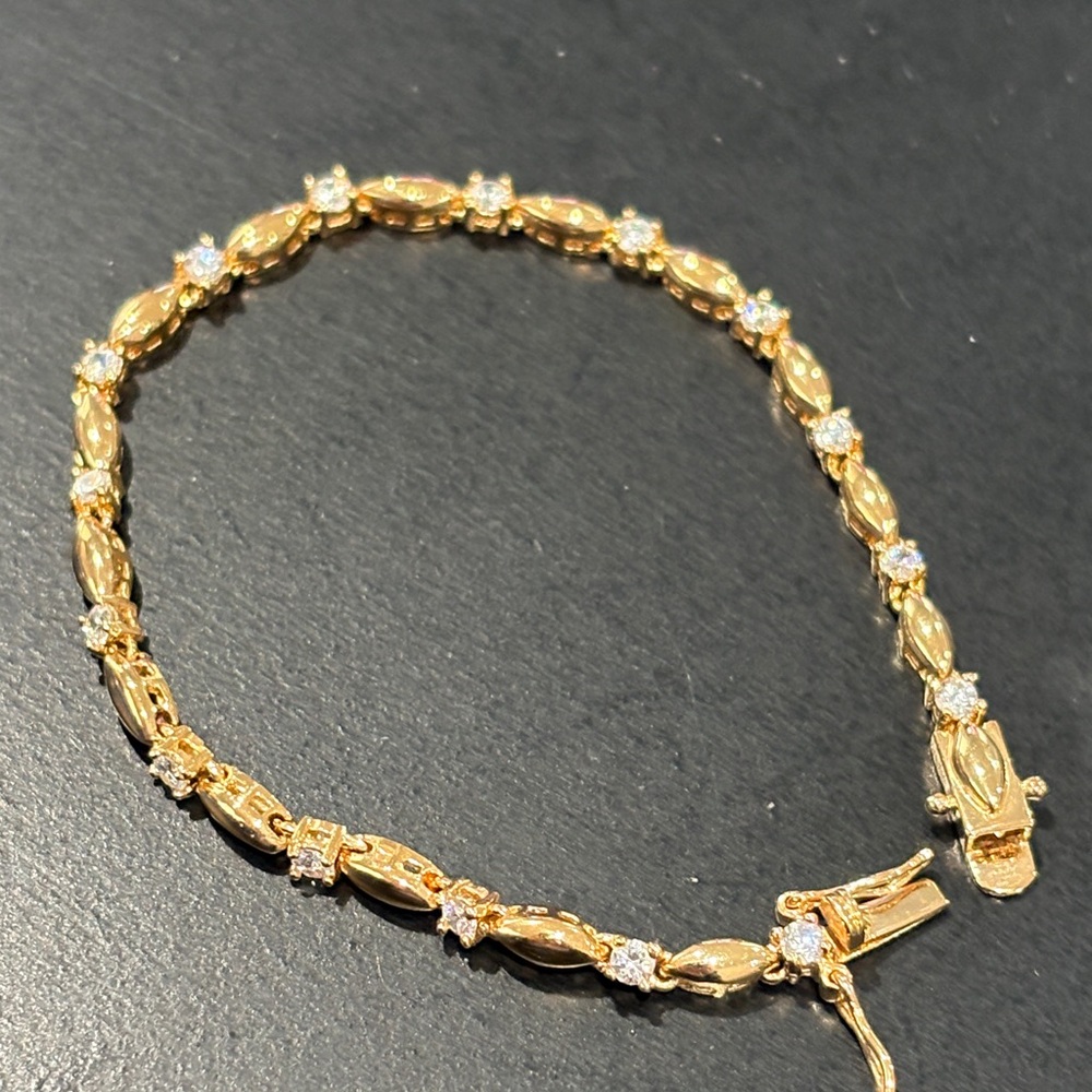 Gold Tennis Bracelet with Clear Stones - Women Jewelry Bracelets